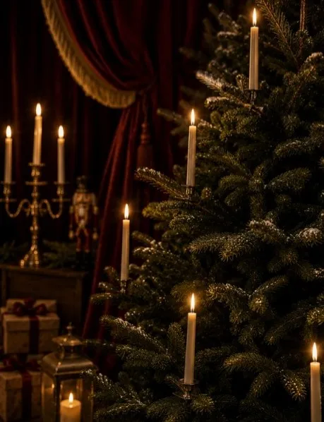 Pino con velas y regalos