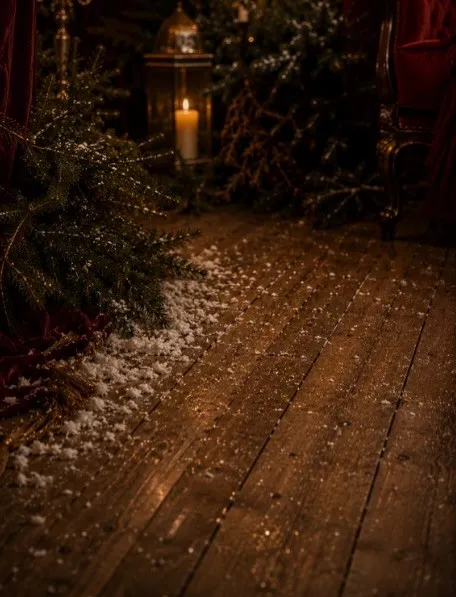 Piso de madera con nieve